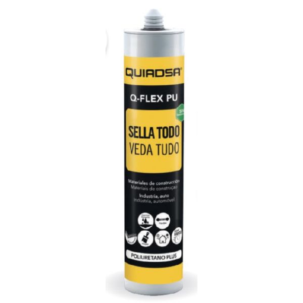 ADHESIVO SELLADOR DE POLIURETANO QUIADSA Q-FLEX PU GRIS 290ML SIN ISOCIANATOS