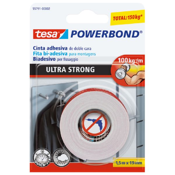 CINTA ADHESIVA  TESA DOBLE CARA POWERBOND 1,5M X 19 MM