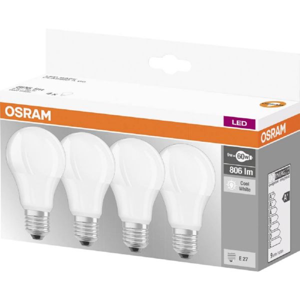 LAMPARA LED OS STANDAR E27 9W FRIA 4000K PACK 4ud.